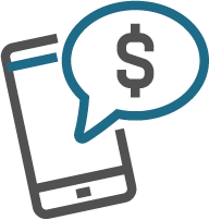 Mobile phone with dollar sign speech bubble