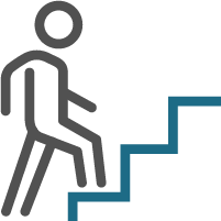Person climbing up stairs